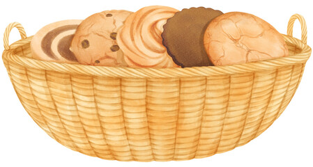 watercolor basket of cookies
