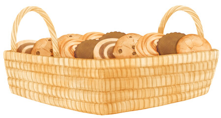watercolor basket of cookies