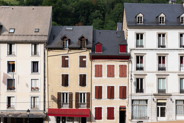 Facades of Eaux-Bonnes. French Pyrenees