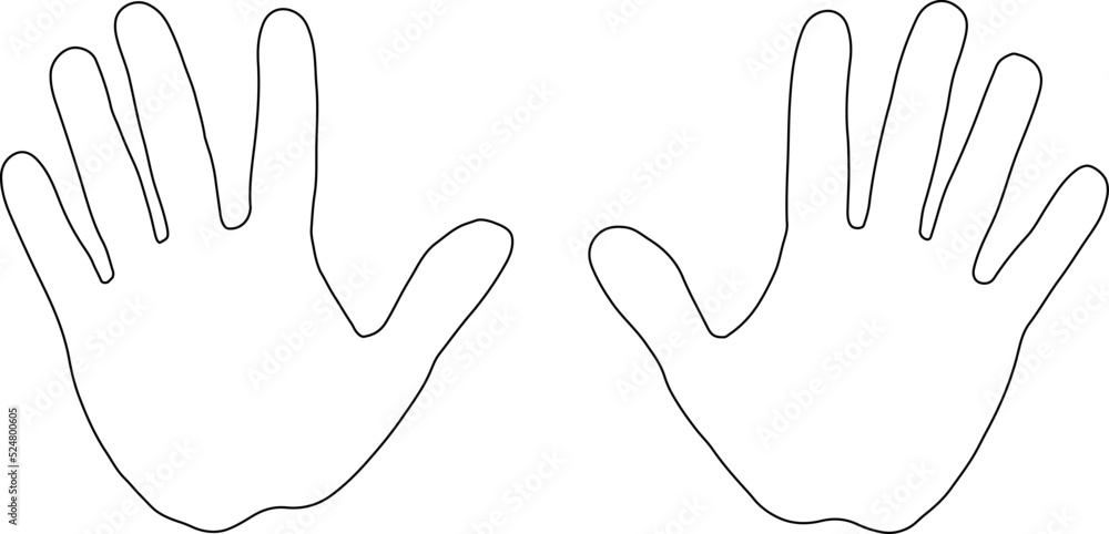 Wall mural the shape of the left and right palms on a white background. the prints of both hands. easily scalab