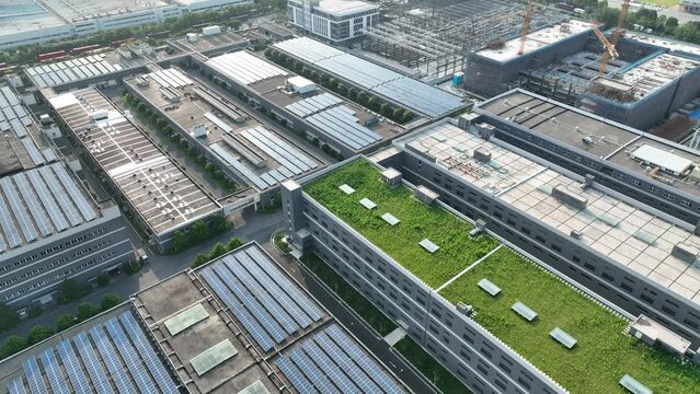 soalr panels on factory rooftop