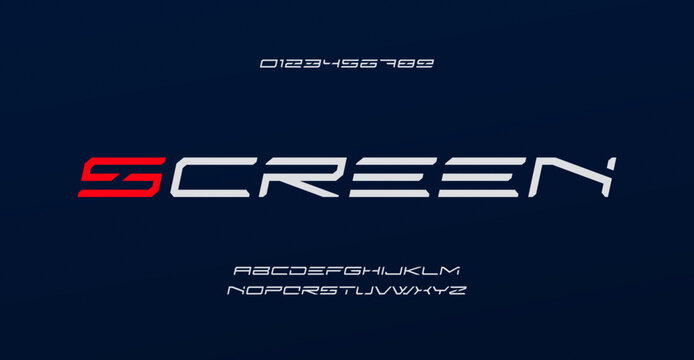 Thin line wide italic font, futuristic stencil alphabet for technological and scifi editorial, dynamic sport blog header, quotes, movie title, vr ui, logo, hud. Minimalist clean contemporary type