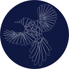 Geometric bird. Vector blue bird.