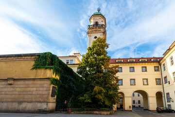 Klementinum courtyard view in Prague City