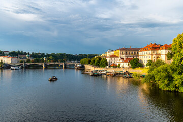 Fototapeta na wymiar Vitava River view in Prague City