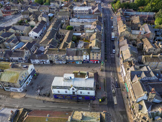 Aerial view of Otley town centre. A market town in West Yorkshire. © ImageryBT