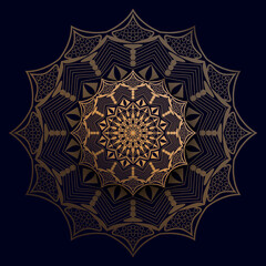 Luxury ethnic mandala background with golden gradient effects