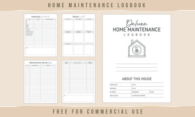 Home Maintenance Log Book kdp Interior Template