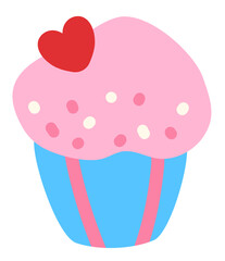 hand drawn illustration of cupcake flat style dessert