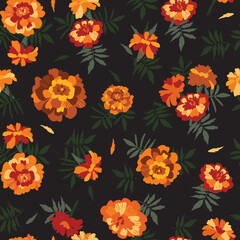 Obraz premium floral pattern with marigolds