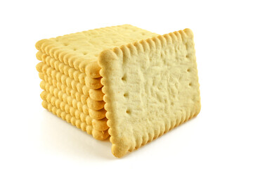 Stacked buttery biscuits isolated on white background