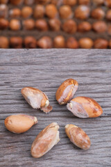 Seeds of durian, a famous fruit in South East Asia. A strong smell of fruits, that not everybody can handle.