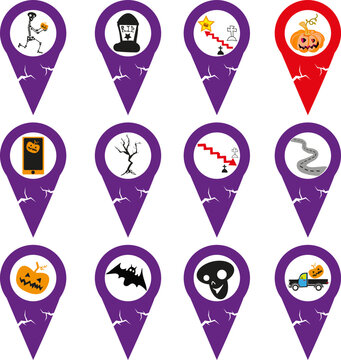 Labels with pictures in the style of halloween. Vector illustration