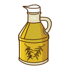 Hand drawn vector illustration of olive oil isolated on white background.