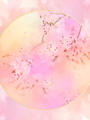 Naklejka na ściany i meble Oriental background material depicting cherry blossoms