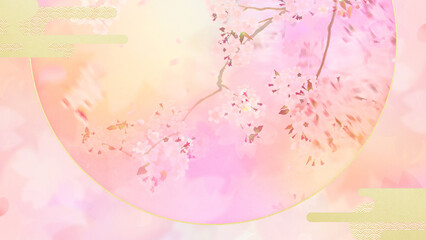 Obraz premium Oriental background material depicting cherry blossoms