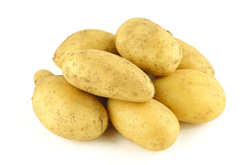 Group of regular organic potatoes isolated on white background