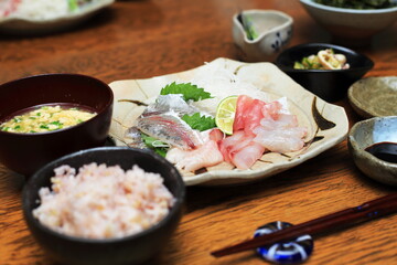 sashimi, a typical and typical Japan dish served on a plate