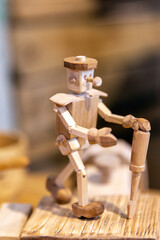 Wooden toy robot made at home