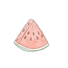 Cousos of juicy sweet ripe watermelon - watercolor drawing