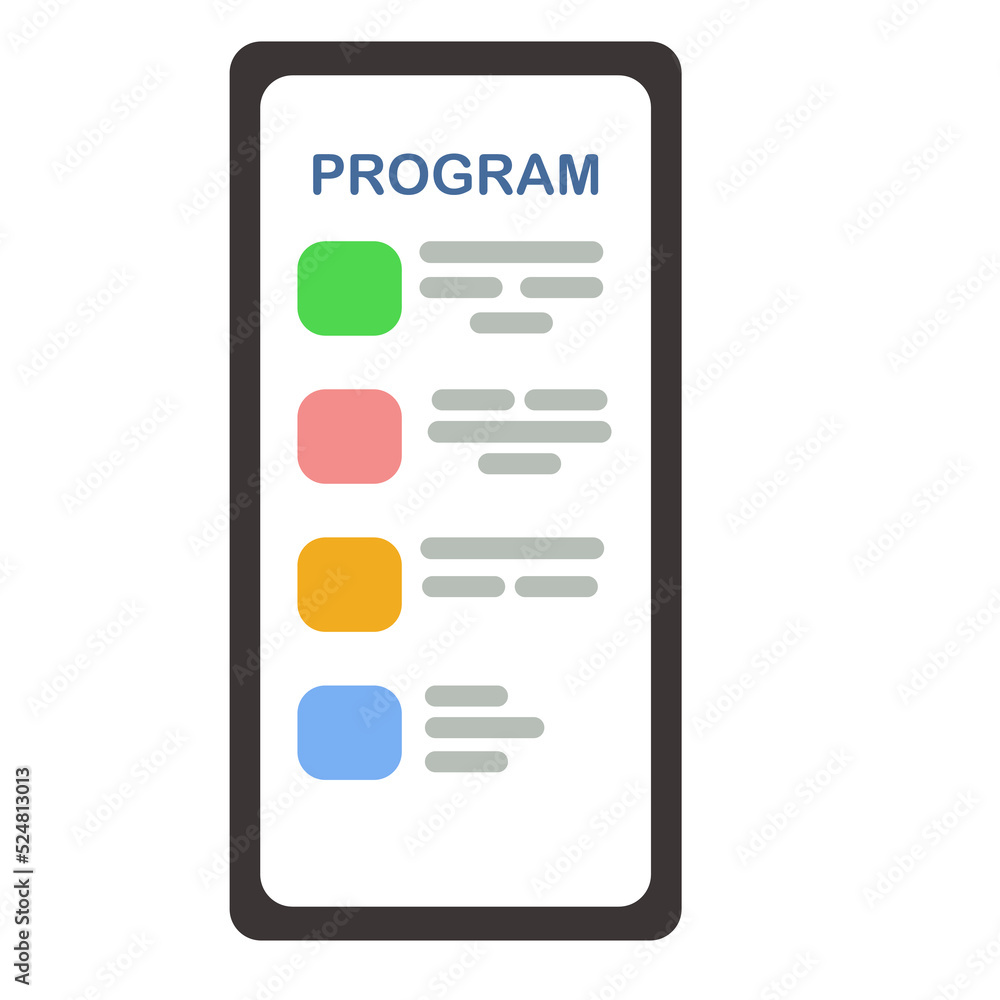 Wall mural smartphone with a list of programs. vector illustration in a flat style.
