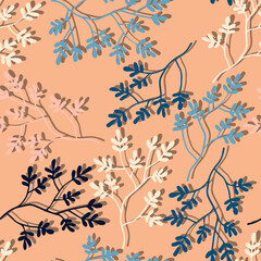 branches with colorful leaves vector seamless pattern