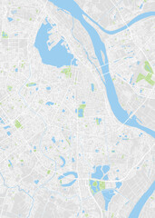 City map Hanoi, color detailed plan, vector illustration