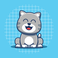 Gray cat character with cute expression vector illustration.