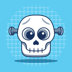 Vector illustration of halloween day skull head. Flat cartoon style.