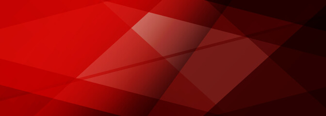 Red abstract background. Modern abstract red wide banner with transparent geometric shapes. Vector illustration