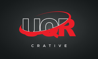 UQR letters typography monogram logo , creative modern logo icon with 360 symbol