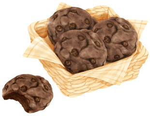 watercolor basket of cookies