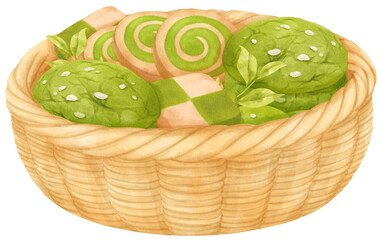 watercolor basket of cookies