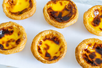 Homemade baked portuguese egg tart