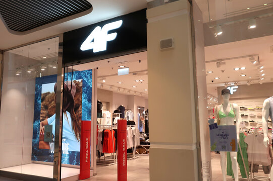 4F Signage, Polish Clothing Brand And Retailer Chain Store At Blue City Shopping Mall. WARSAW, POLAND - AUGUST 10, 2022