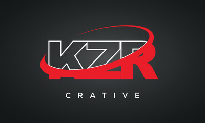 KZR letters creative modern logo icon with 360 symbol 