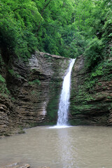 Fototapeta na wymiar View of Maiden Spit waterfall on Rufabgo stream