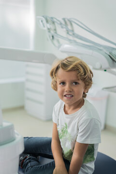 Boy during visit in dental clinic