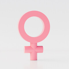 Female symbol pink color icon on white background. Minimalistic isolated. 3d illustration