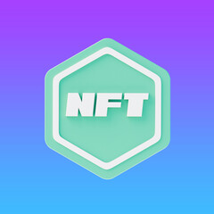 NFT non-fungible token, 3d nft icon symbol. 3d illustration