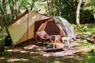 Fotobehang kamperen in het bos © 悠太 野田