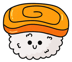 Cute cartoon tamako egg sushi cut character