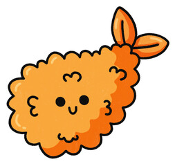Cute happy funny tempura shrimp
