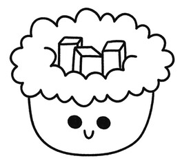 Sushi menu restaurant cartoon food cute line style