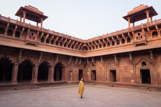 Female tourist in Agra old fort