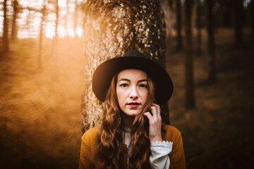 Young hipster woman in the countryside