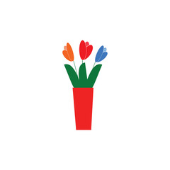Flower vase vector icon. filled flat sign . Flowers bouquet . Symbol, logo illustration. Vector graphics
