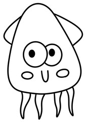 Squid icon of ocean life line design