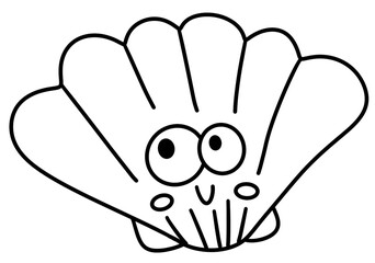 Seashell cartoon line icon
