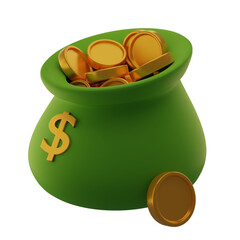 3d illustration money bag icon with game theme